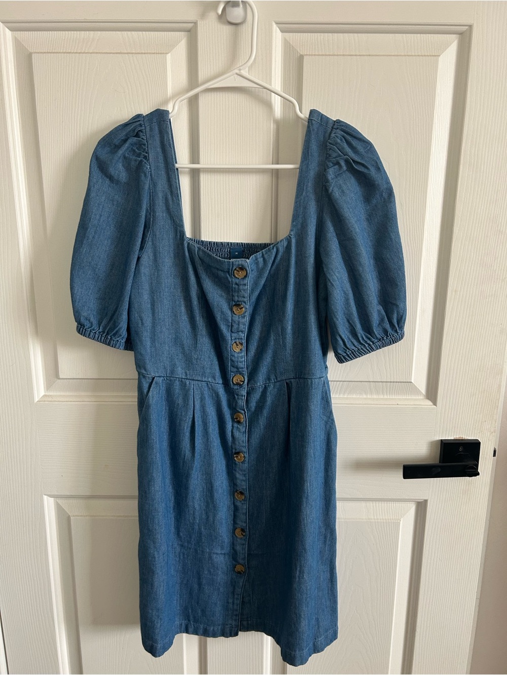Old Navy Denim Mini Dress with Puff Sleeves - Blue